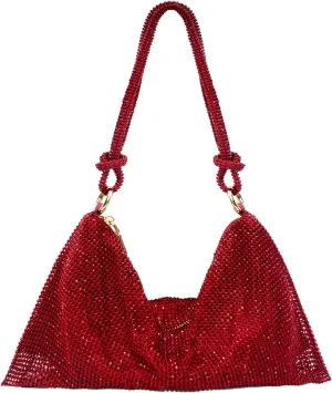 Rhinestone Purse Silver Hobo Purse Sparkly Black Evening Bag for Women Prom Party Wedding