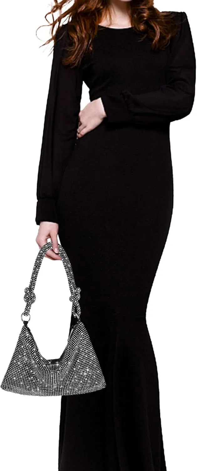 Rhinestone Purse Sparkly Evening bag Silver Clutch Purses for Women Evening, Cross Body Handbags for Party Prom Club Wedding