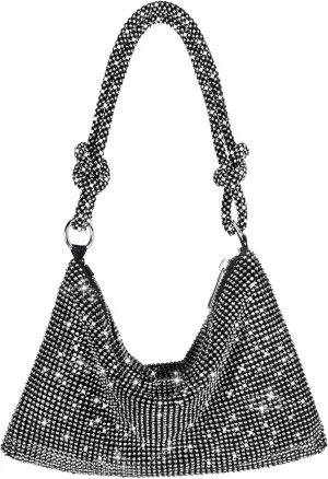 Rhinestone Purse Sparkly Evening bag Silver Clutch Purses for Women Evening, Cross Body Handbags for Party Prom Club Wedding