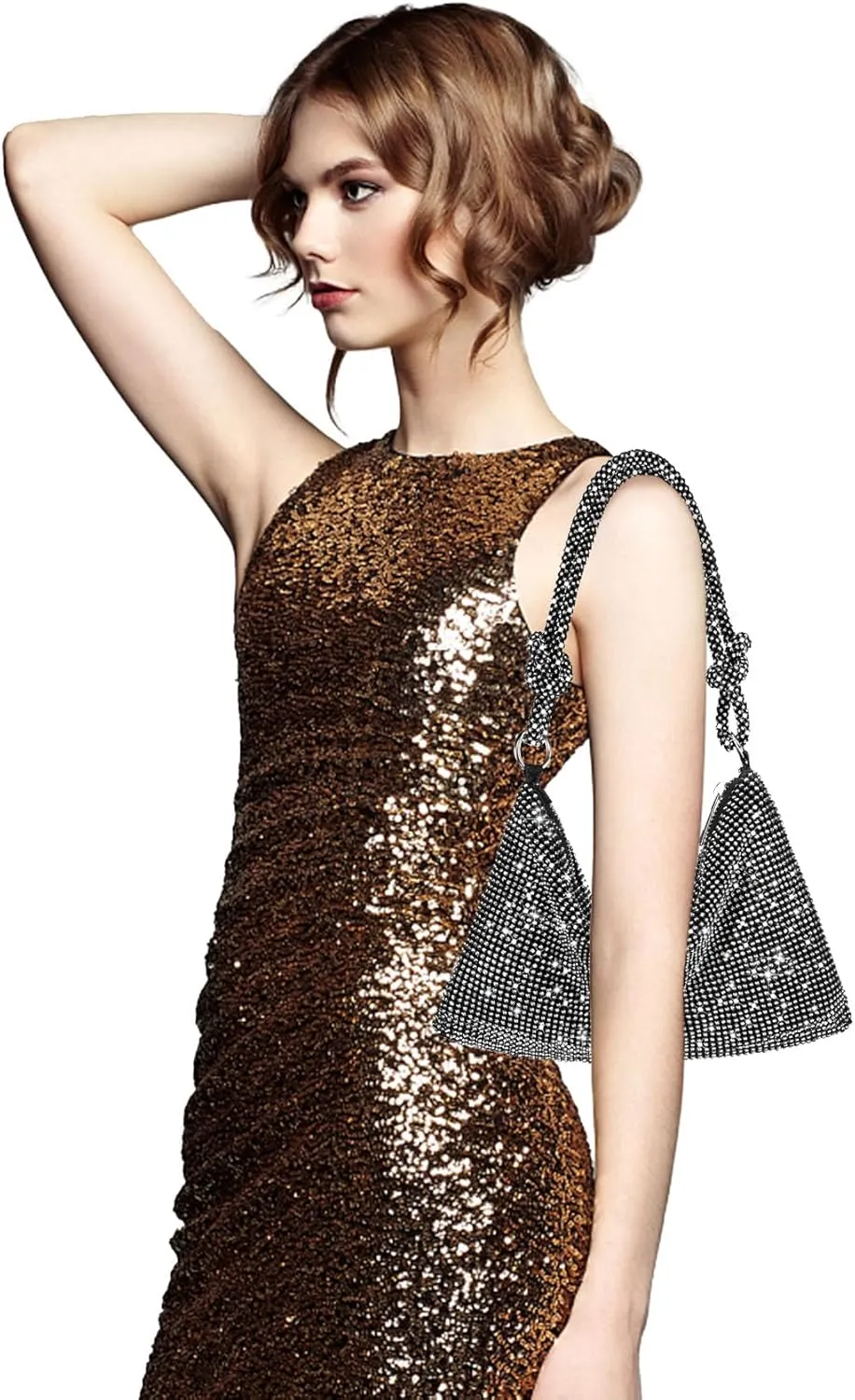 Rhinestone Purse Sparkly Evening bag Silver Clutch Purses for Women Evening, Cross Body Handbags for Party Prom Club Wedding