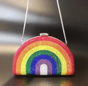 Rhinestone rainbow clutch