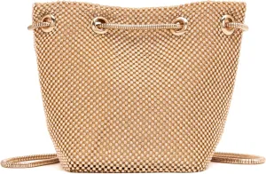 Rhinestones Bucket Bag Women Evening Party Clutch Bag Crossbody Shoulder Purse with Detachable Chain Strap