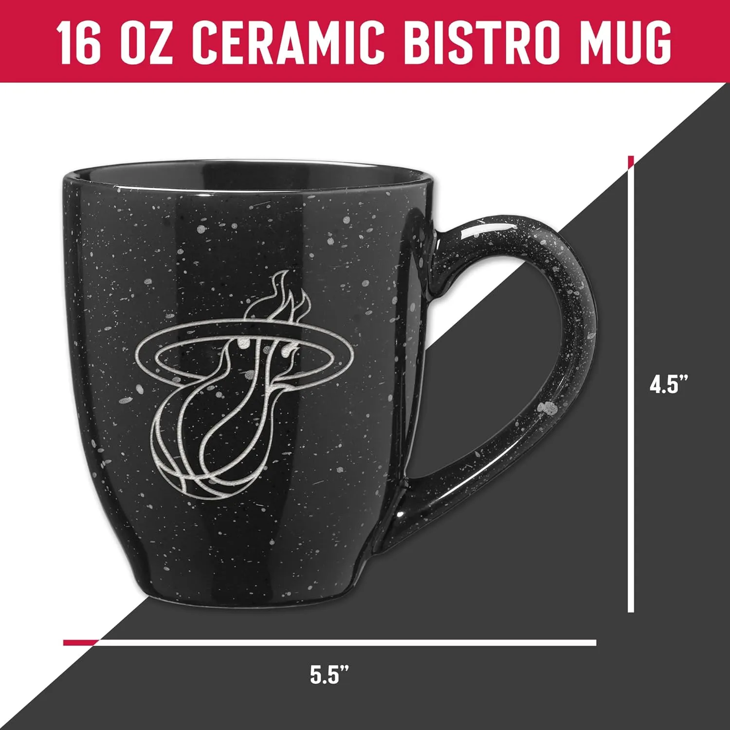 Rico Industries NBA Basketball Alternate 16 oz Team Color Laser Engraved Speckled Ceramic Coffee Mug