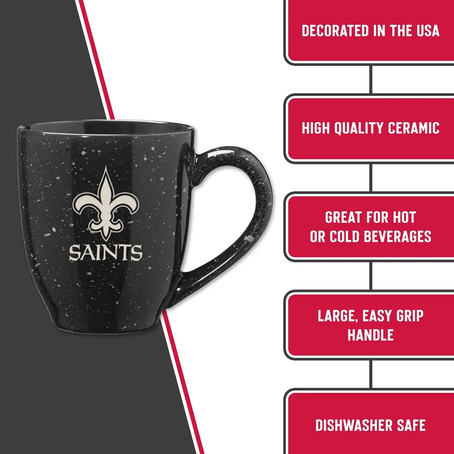 Rico Industries NFL Football 16 oz Team Color Laser Engraved Speckled Ceramic Coffee Mug