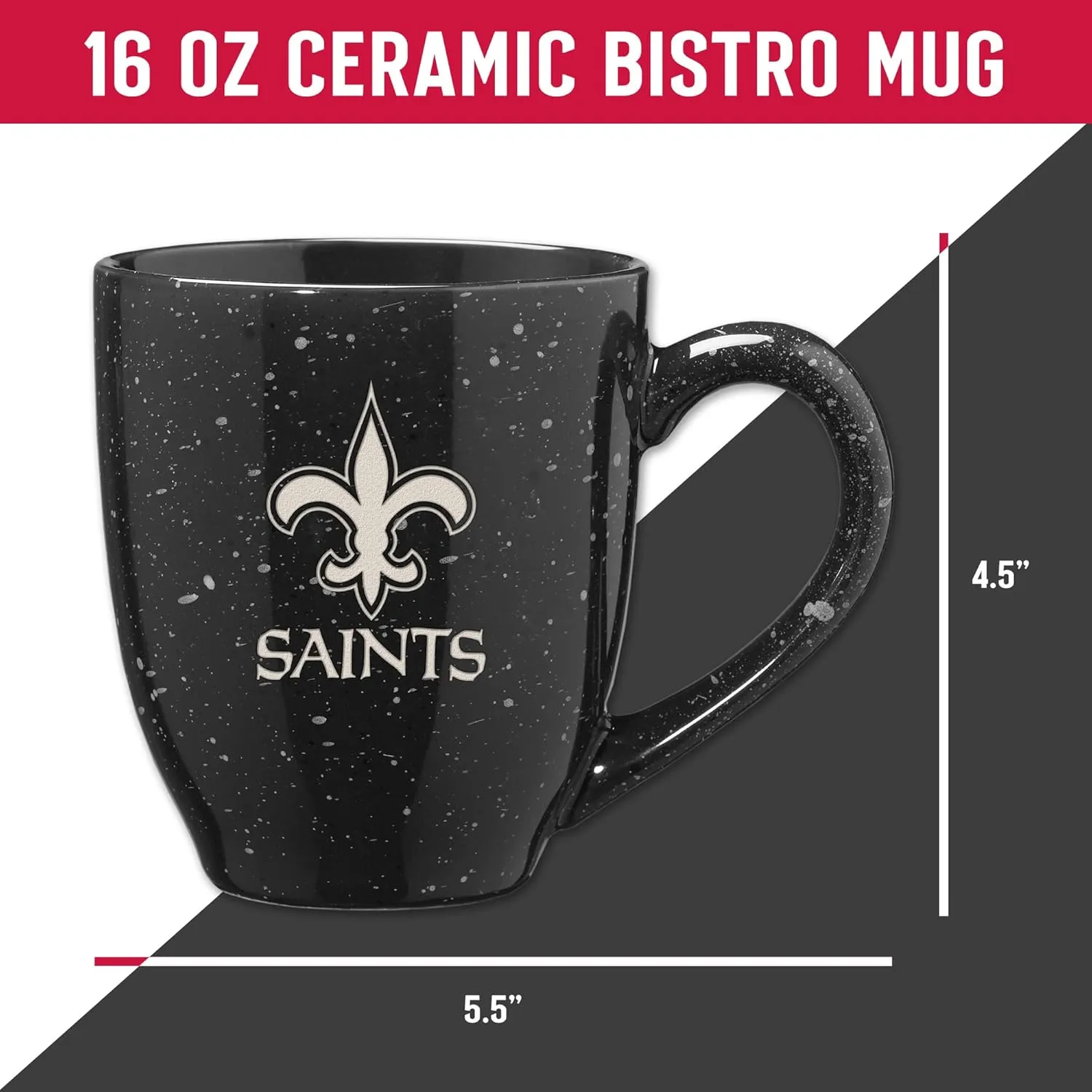 Rico Industries NFL Football 16 oz Team Color Laser Engraved Speckled Ceramic Coffee Mug