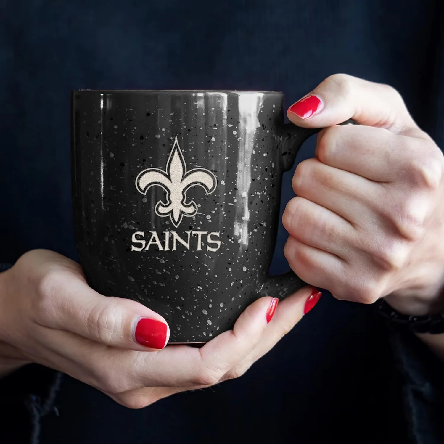 Rico Industries NFL Football 16 oz Team Color Laser Engraved Speckled Ceramic Coffee Mug