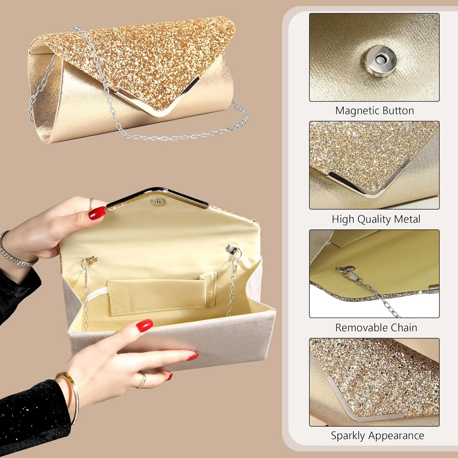RIOSO 4Pcs Silver Jewelry Set for Women Evening Rhinestone Sparkly Clutch Purse Bag Necklace Earrings Bracelet Silver Formal Prom Costume Sets for Women Bride Wedding Jewelry