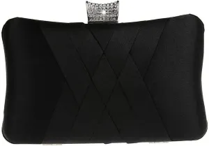 Ro Rox Francesca Retro Vintage Crystal Evening Prom Party Box Clutch Handbag Bag - Black