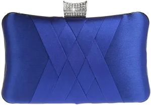 Ro Rox Francesca Retro Vintage Crystal Evening Prom Party Box Clutch Handbag Bag - Blue