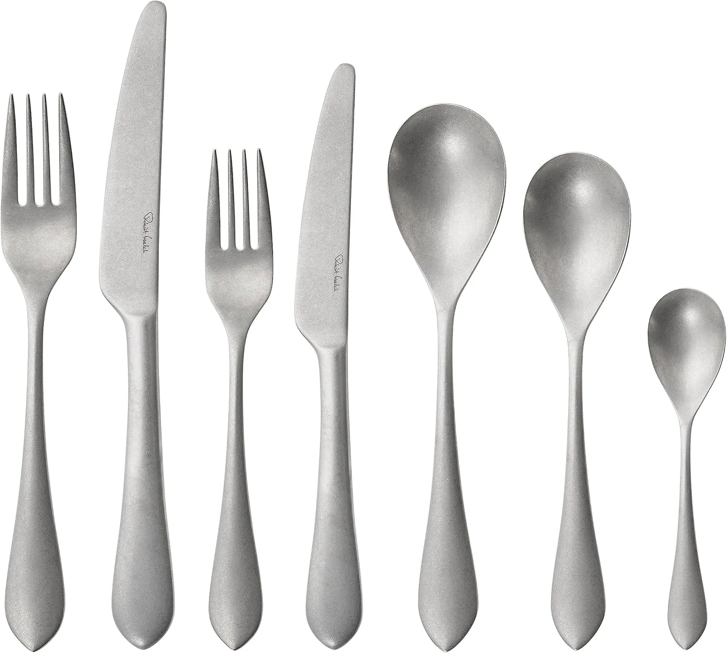 Robert Welch Quinton Vintage Cutlery Set, 84 Pieces for 12 People. Made from Stainless Steel. Dishwasher Safe.