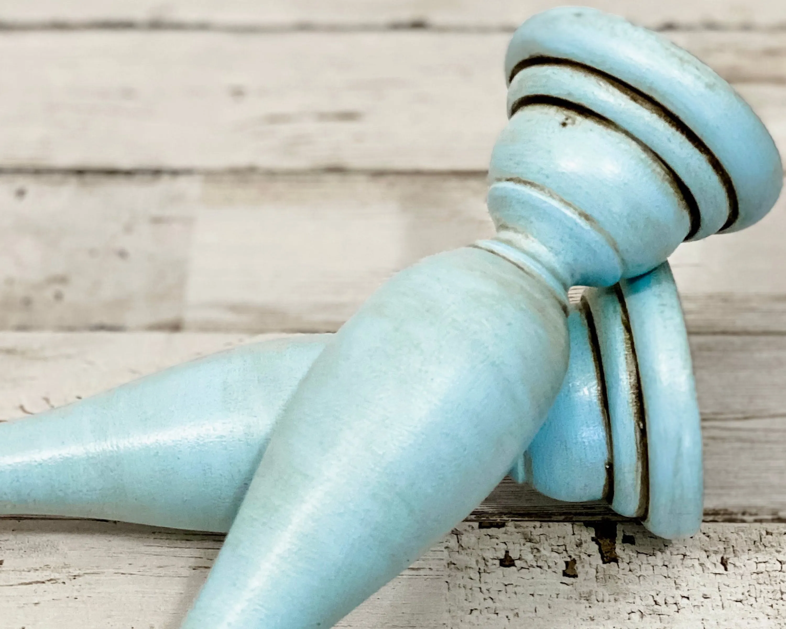 Robin’s egg blue hand-painted candlesticks