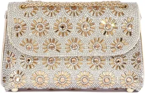 RomanticDesign Women Sparkly Rhinestone Evening Bag Crystal Shoulder Bag with Chain for Cocktail Party Wedding