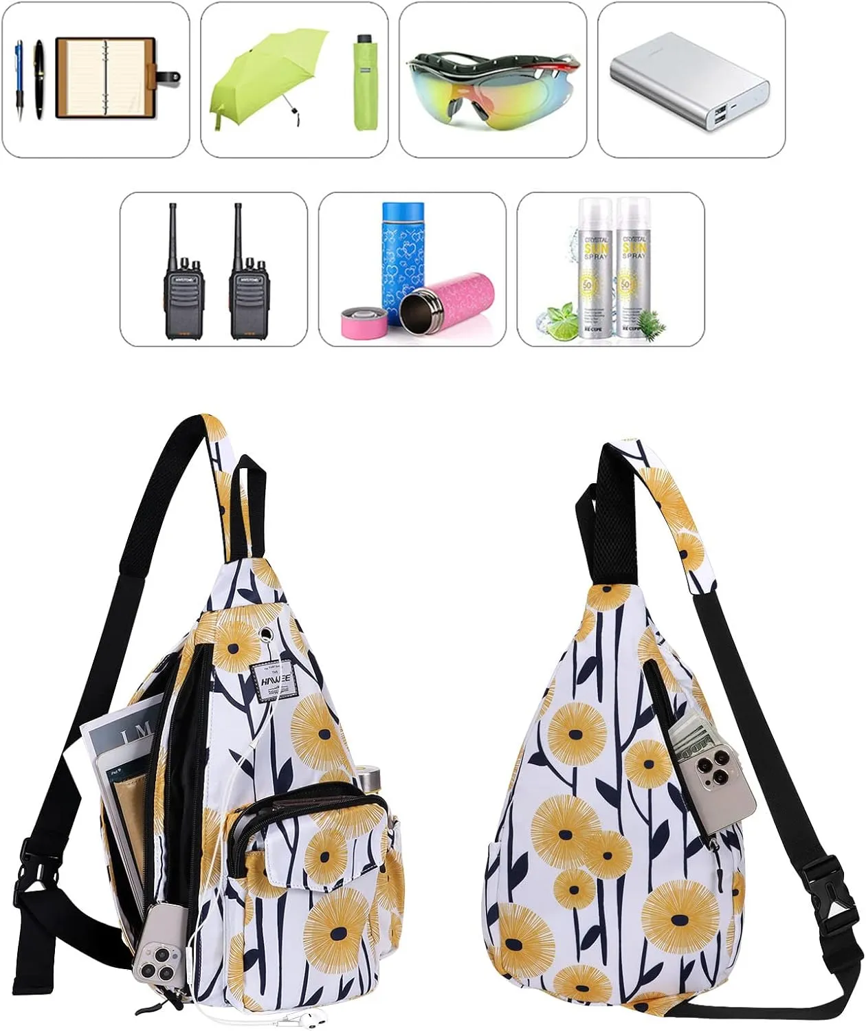 Rope Sling Bag for Women Men Casual Cross Body Daypack Backpack Adjustable Strap Water Repellent for Travel/Sport