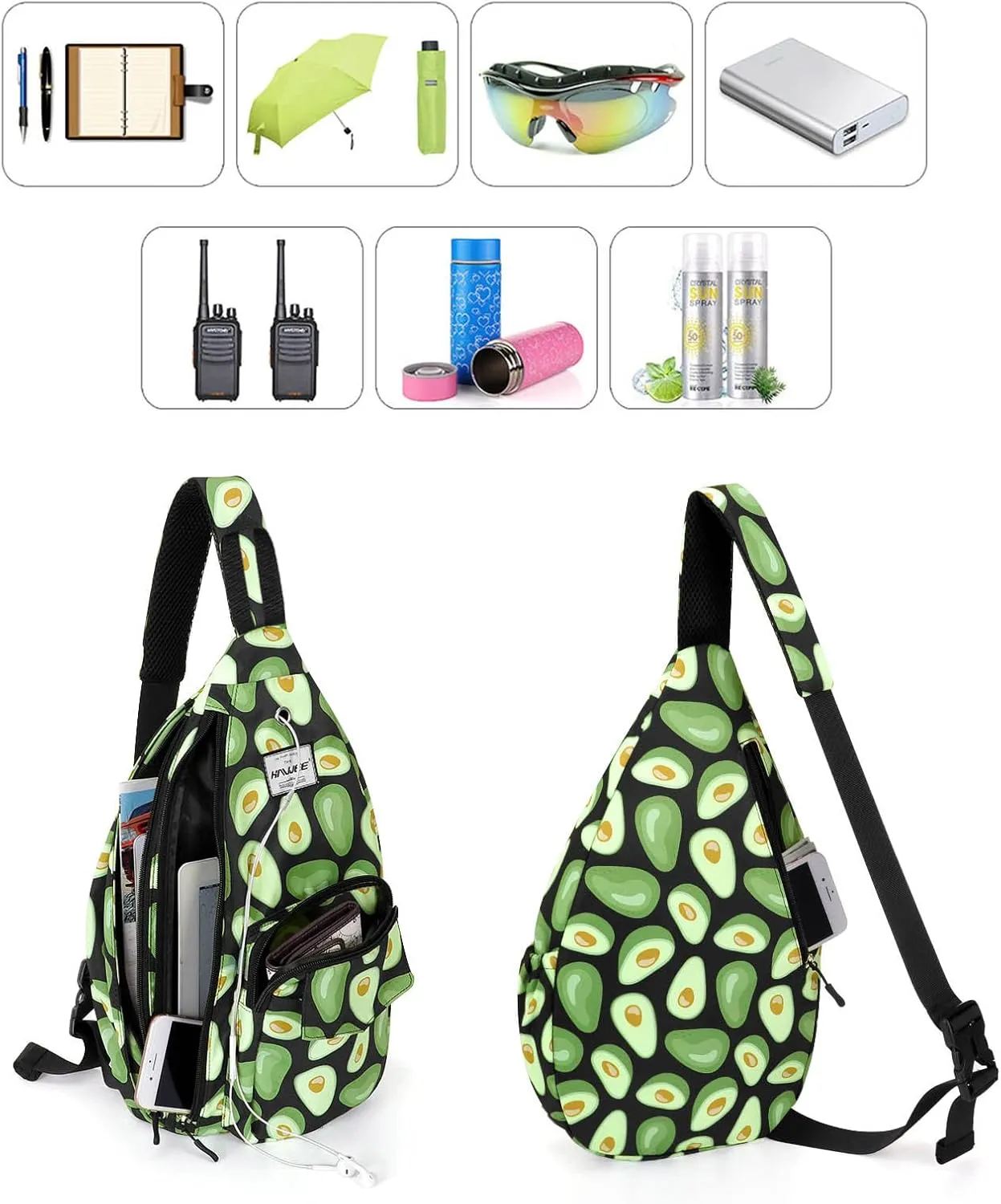Rope Sling Bag for Women Men Casual Cross Body Daypack Backpack Adjustable Strap Water Repellent for Travel/Sport