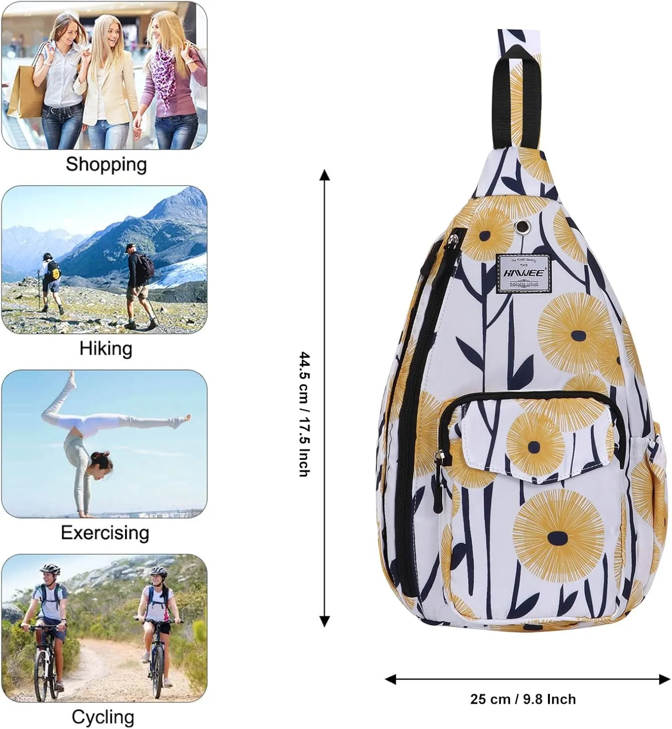 Rope Sling Bag for Women Men Casual Cross Body Daypack Backpack Adjustable Strap Water Repellent for Travel/Sport