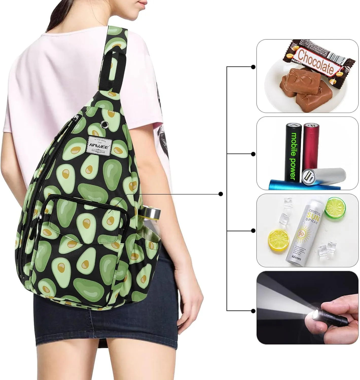 Rope Sling Bag for Women Men Casual Cross Body Daypack Backpack Adjustable Strap Water Repellent for Travel/Sport