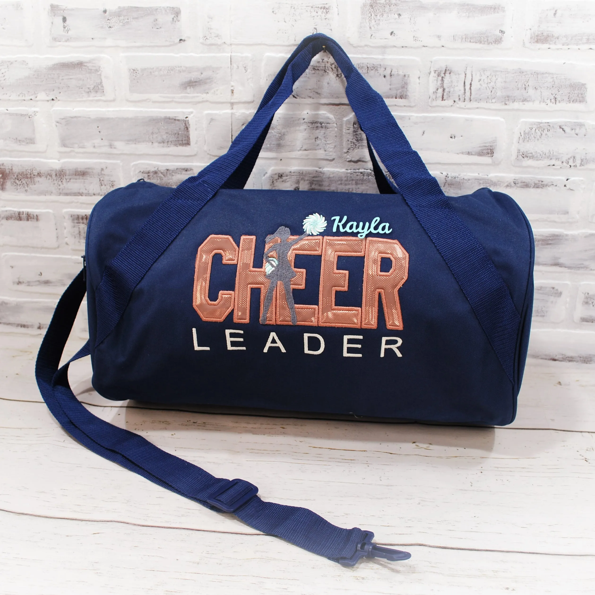 Rose Gold on Navy Personalized Cheer Tote or Duffle Bag