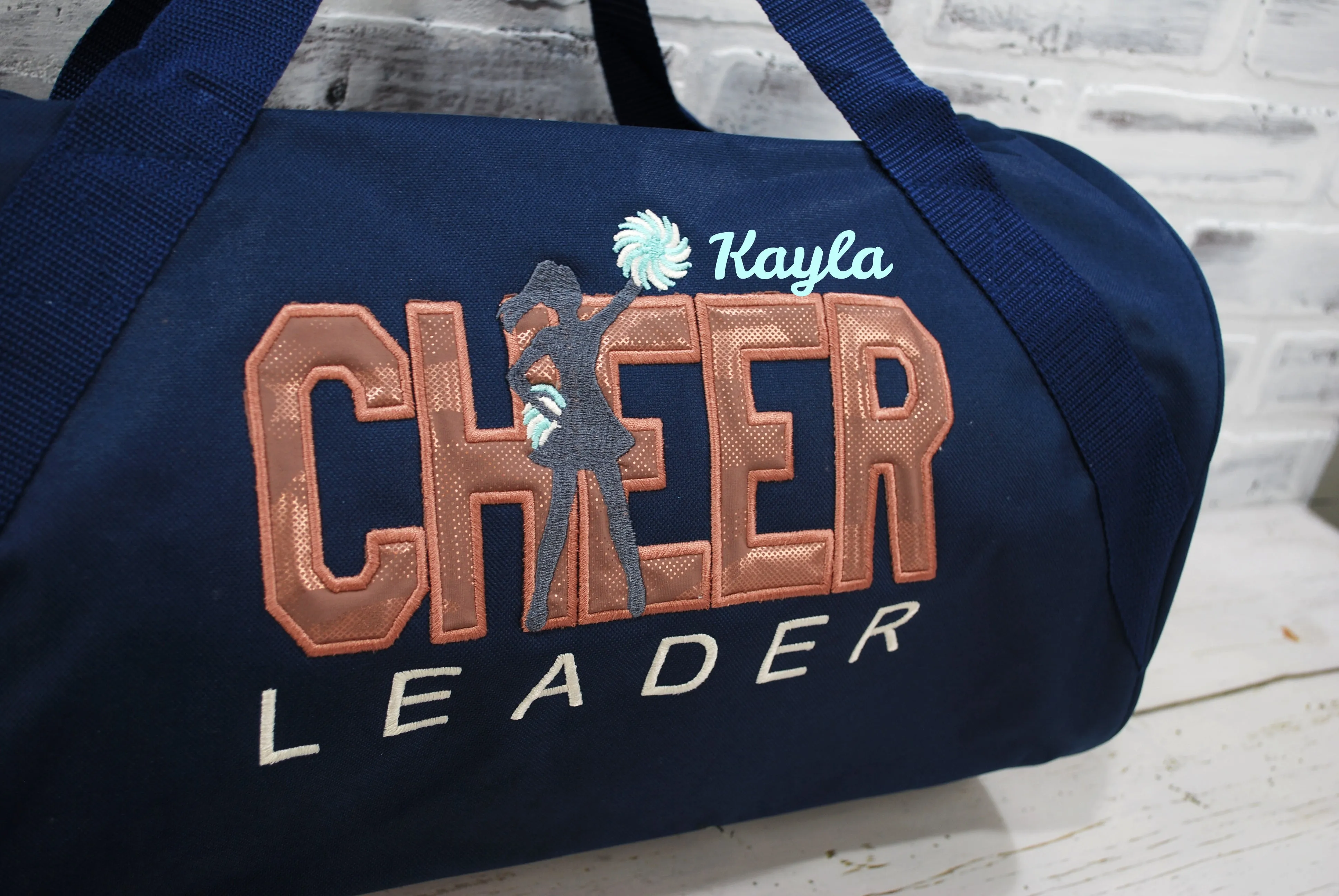 Rose Gold on Navy Personalized Cheer Tote or Duffle Bag