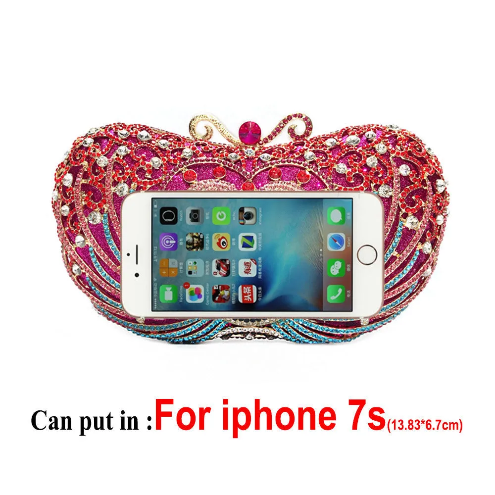 Rose Red Heart Prom Clutch Purse