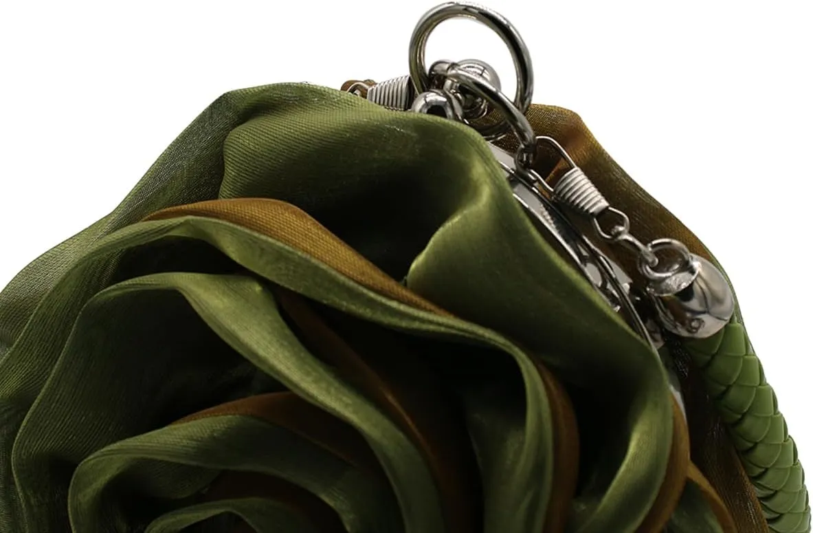Rose Shaped Evening Bag Soft Satin Clutch Purse Floral Wristlet Handbag for Women Wedding Party Purse