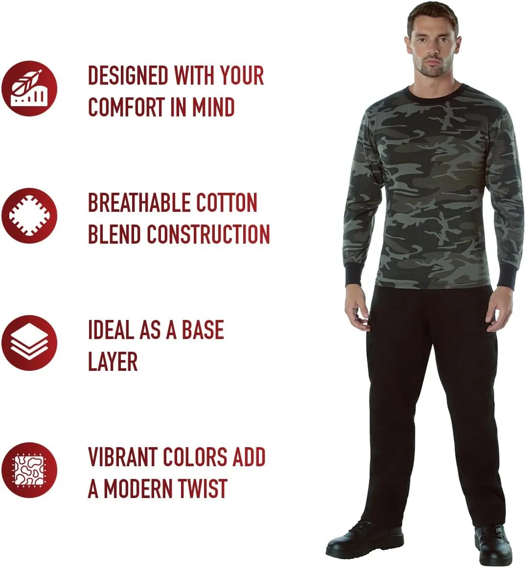 Rothco Mens Long Sleeve Color Camo T-Shirt