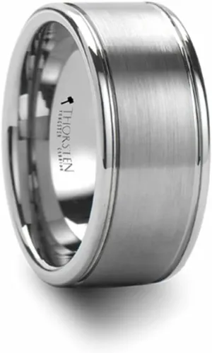 Roy Rose Jewelry Mens Flat Tungsten Carbide Satin Finish Wedding Ring - Pipe Cut Brushed Comfort Fit - 6mm 8mm 10mm Wide - Style Name: Bridgeport