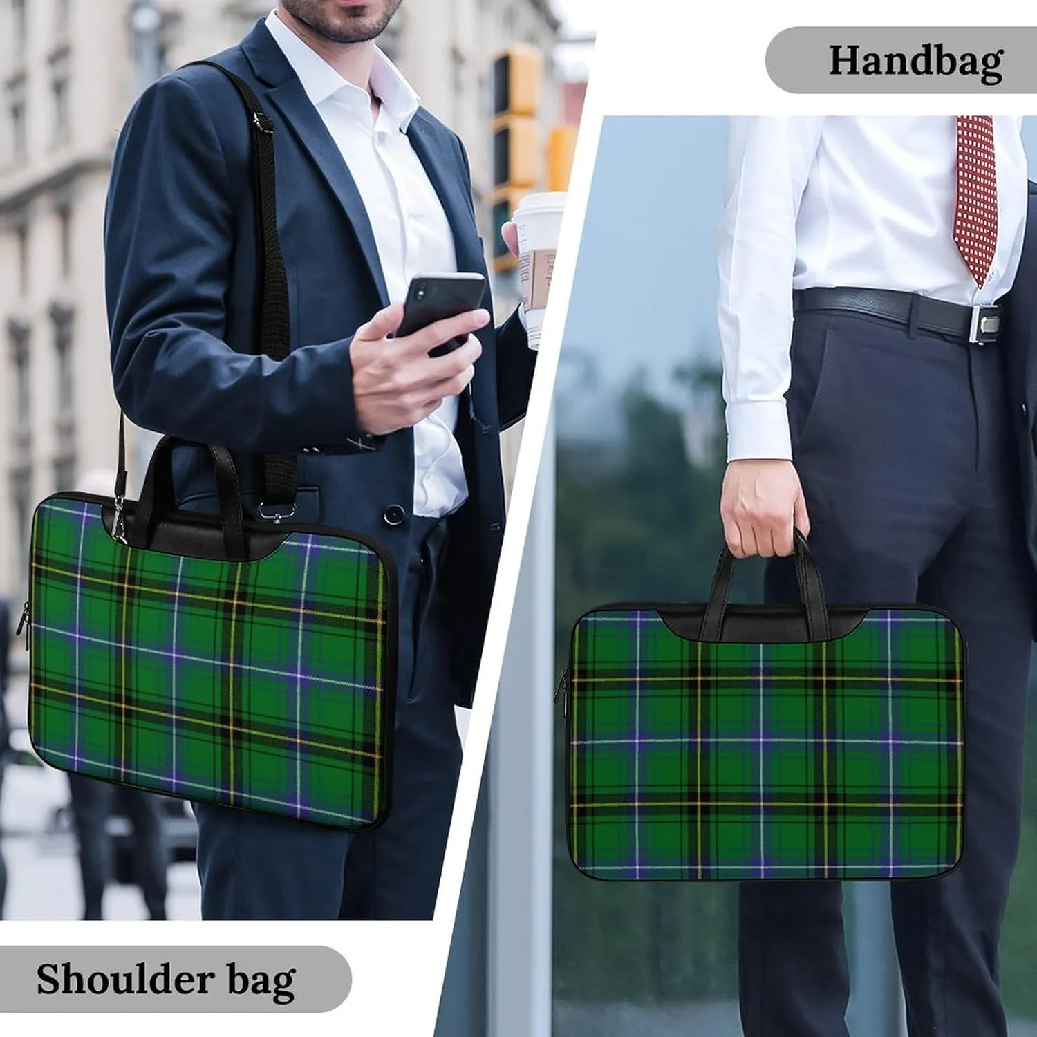 Royal Stewart Tartan Handheld Single Shoulder Crossbody Laptop Bag Unisex