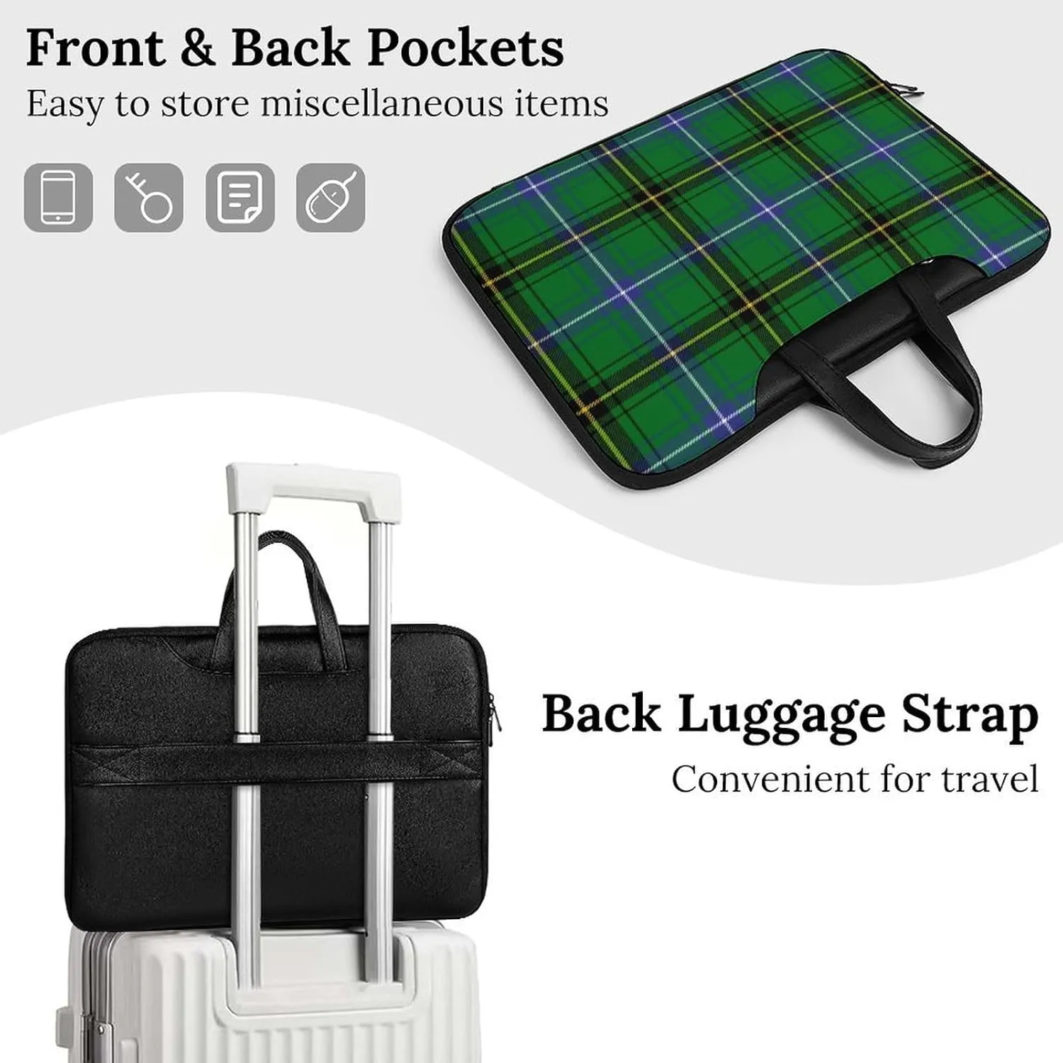 Royal Stewart Tartan Handheld Single Shoulder Crossbody Laptop Bag Unisex