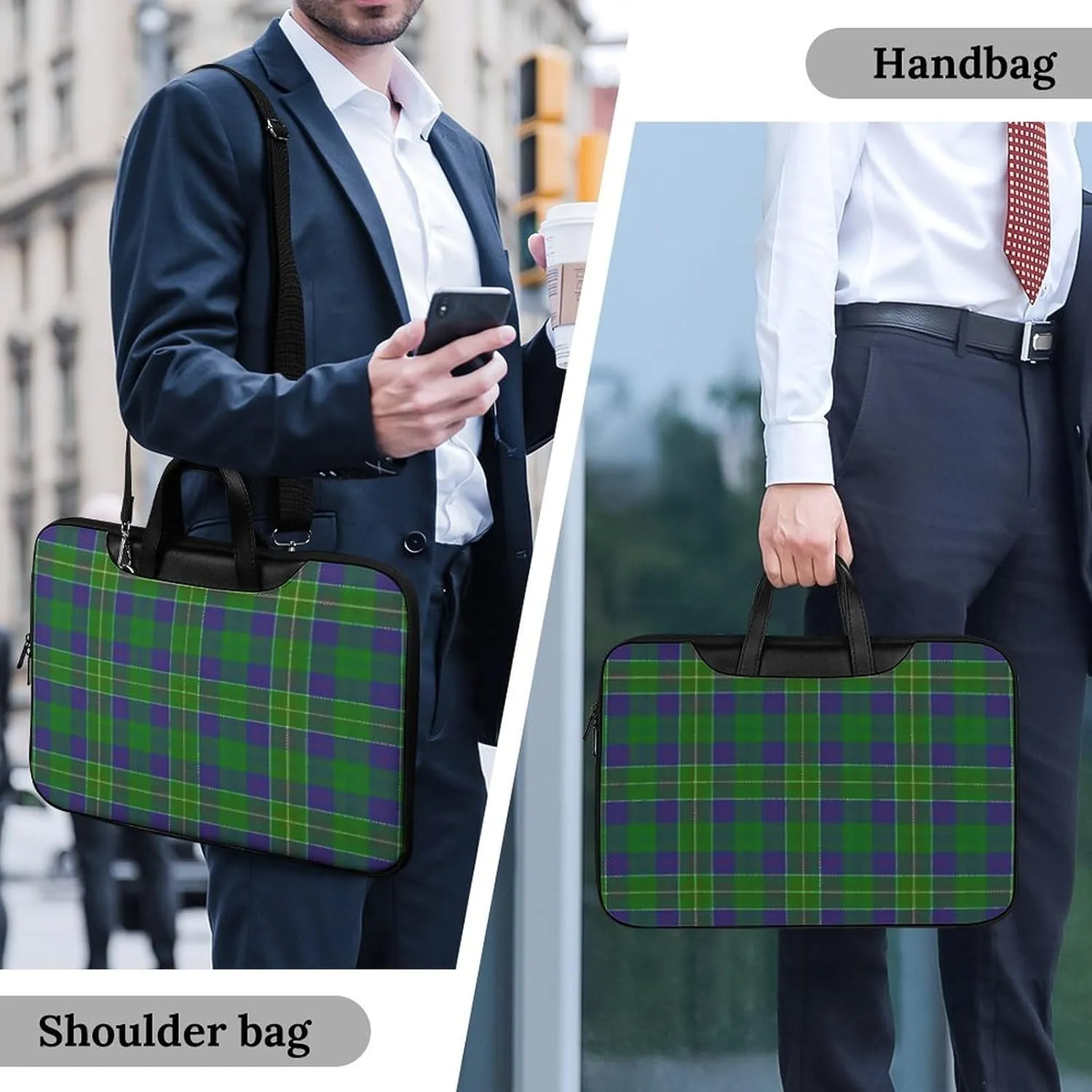 Royal Stewart Tartan Handheld Single Shoulder Crossbody Laptop Bag Unisex
