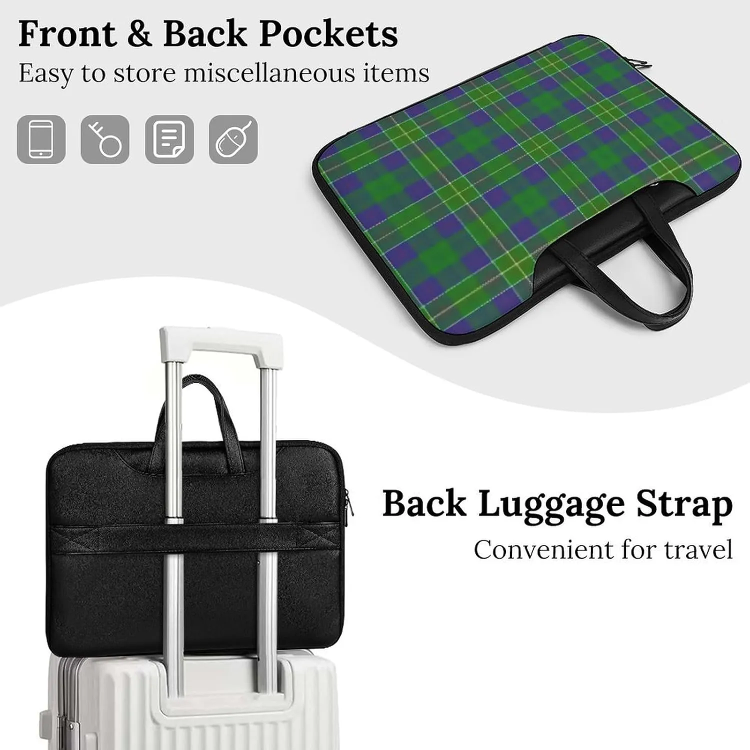 Royal Stewart Tartan Handheld Single Shoulder Crossbody Laptop Bag Unisex
