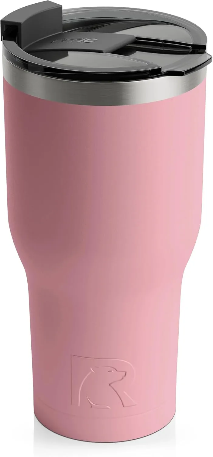 RTIC 30 oz Insulated Tumbler Stainless Steel Coffee Travel Mug with Lid, Spill Proof, Hot Beverage and Cold, Portable Thermal Cup for Car, Camping, Dusty Rose