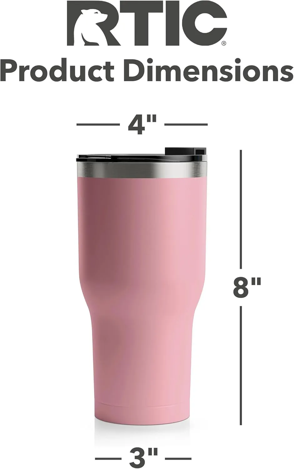 RTIC 30 oz Insulated Tumbler Stainless Steel Coffee Travel Mug with Lid, Spill Proof, Hot Beverage and Cold, Portable Thermal Cup for Car, Camping, Dusty Rose