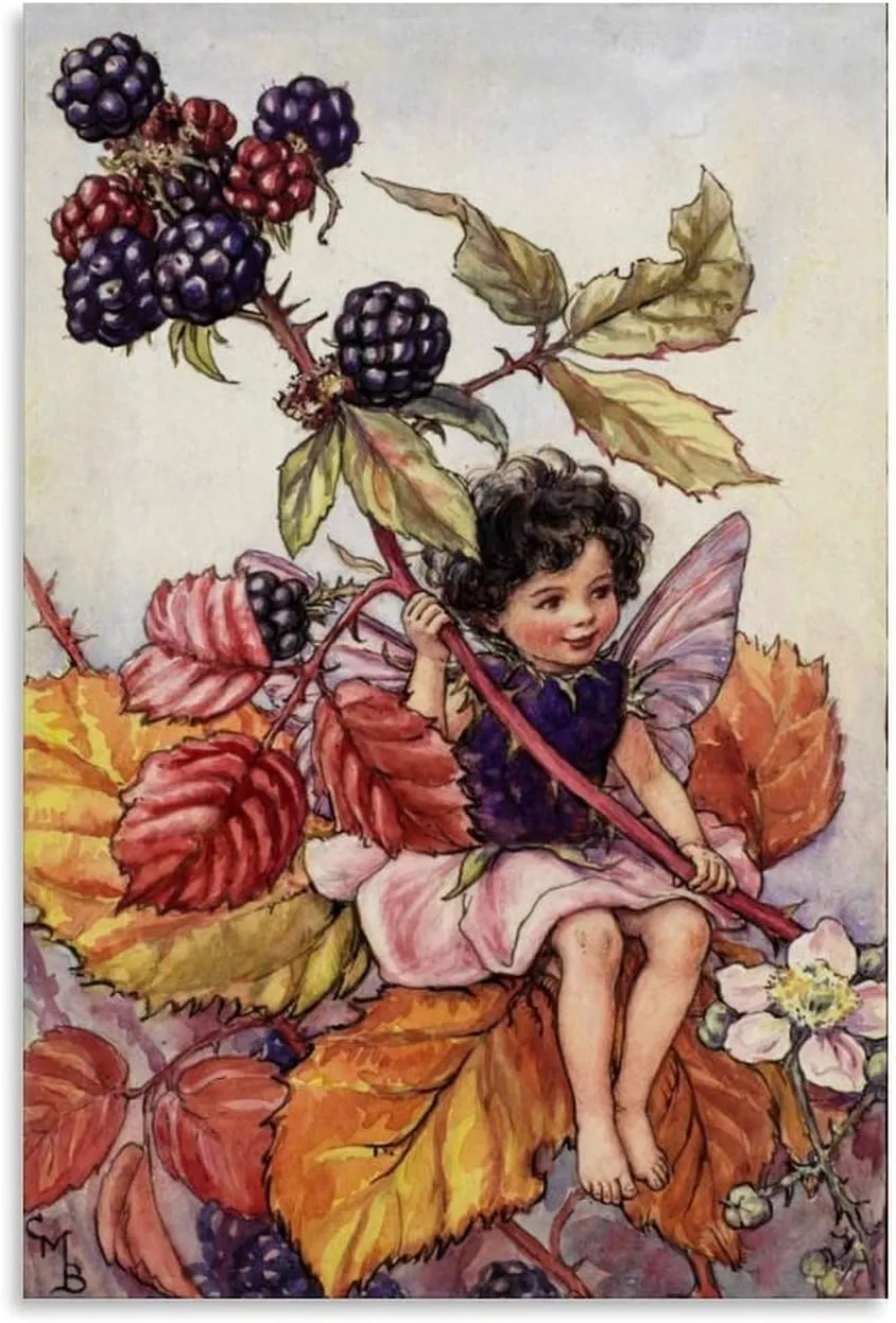 RUICAI Canvas Artwork Home Decor The Elderberry Fairy Illustration By Cicely Mary Barker （3） Canvas Poster Bedroom Decor Office Room Decor Gift Unframe-style 12x18inch(30x45cm)