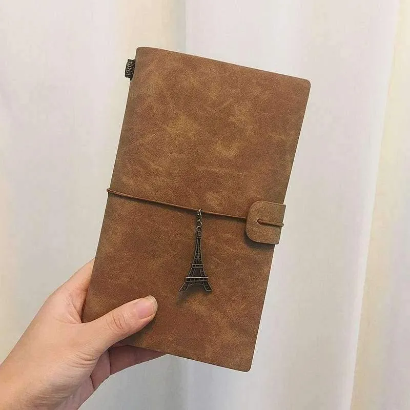 Rynx | Paperboat Vintage-Logo custom A6 notebook genuine leather diary planner rings office diary spiral traveler writing pad