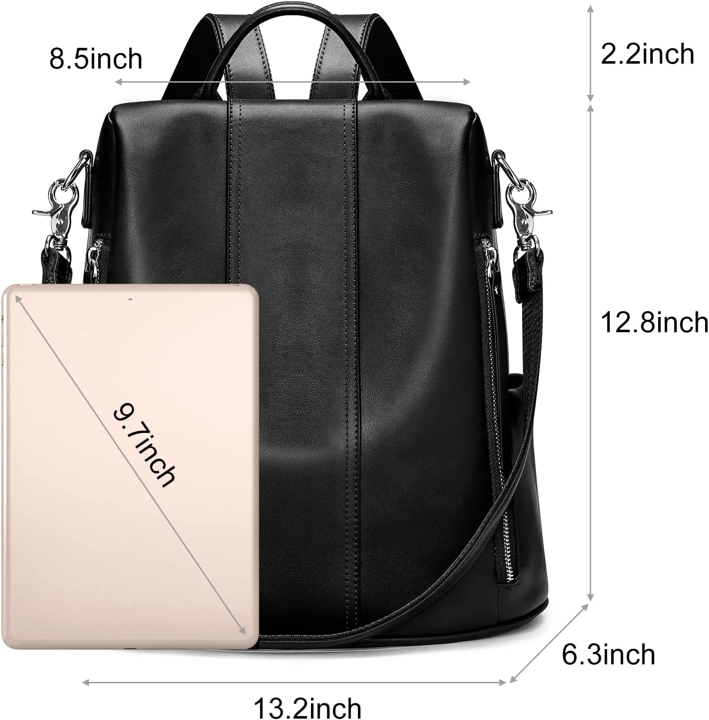 S-ZONE Leather Backpack Purses for Women Antitheft Rucksack Shoulder Bag Medium