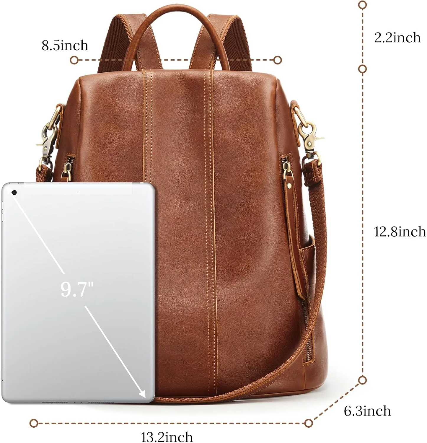 S-ZONE Leather Backpack Purses for Women Antitheft Rucksack Shoulder Bag Medium
