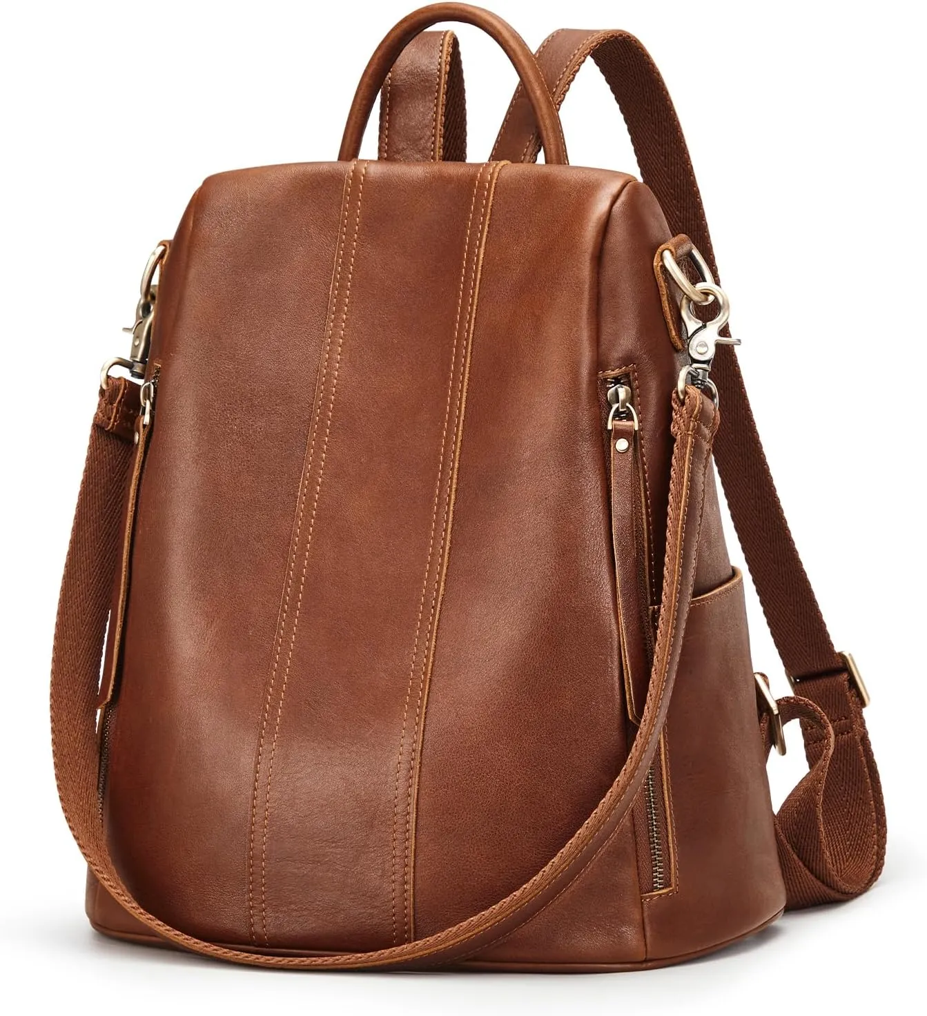 S-ZONE Leather Backpack Purses for Women Antitheft Rucksack Shoulder Bag Medium