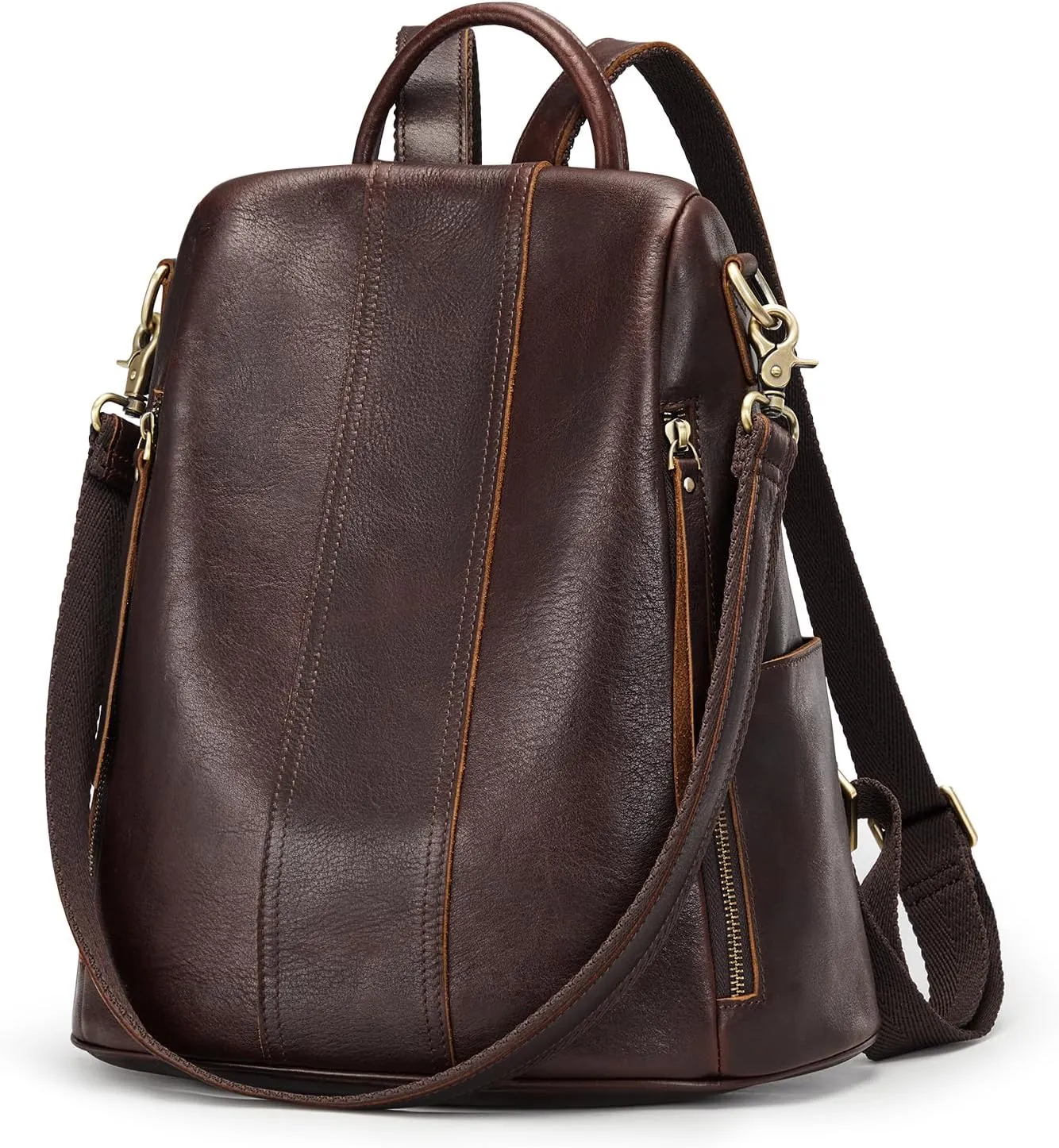 S-ZONE Leather Backpack Purses for Women Antitheft Rucksack Shoulder Bag Medium