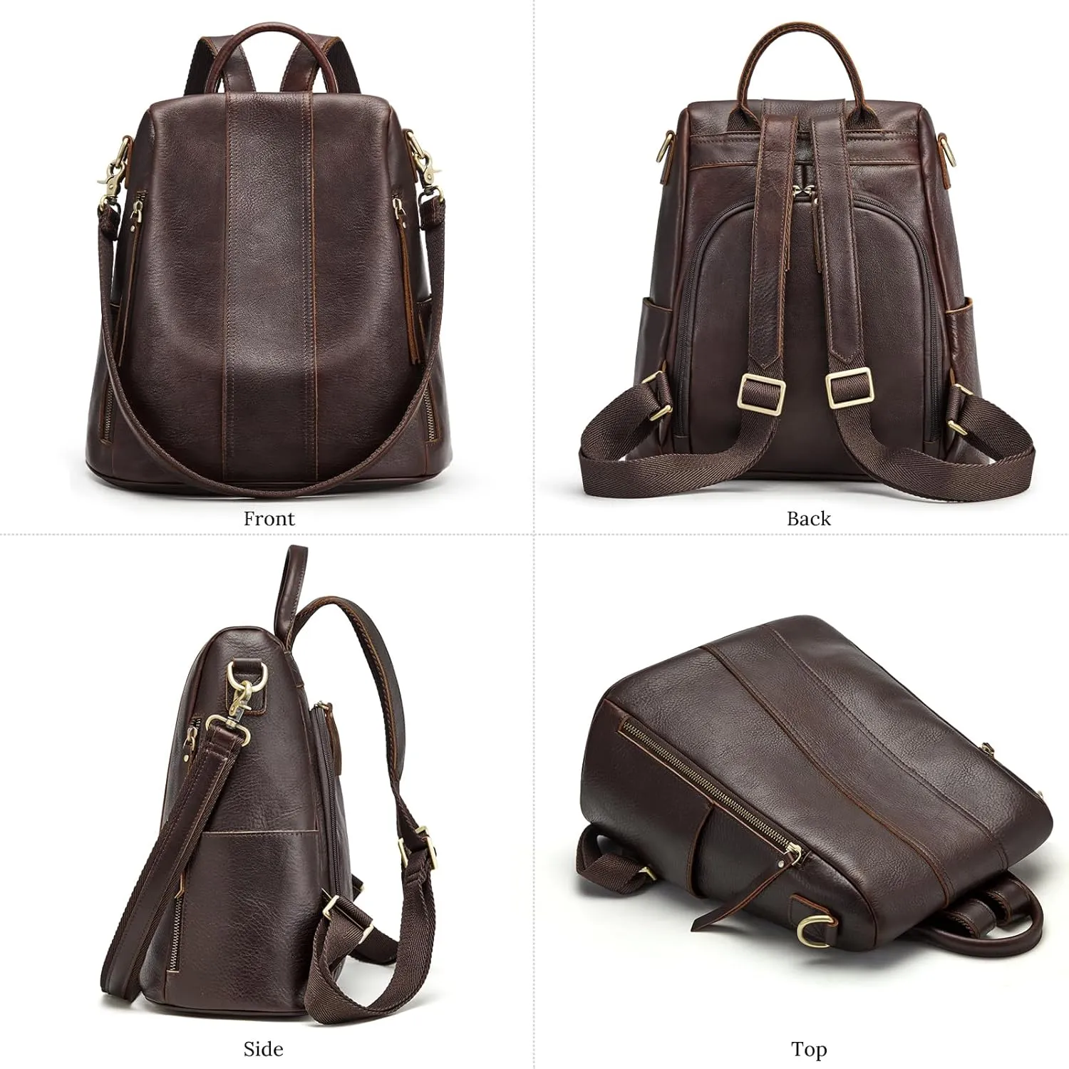 S-ZONE Leather Backpack Purses for Women Antitheft Rucksack Shoulder Bag Medium