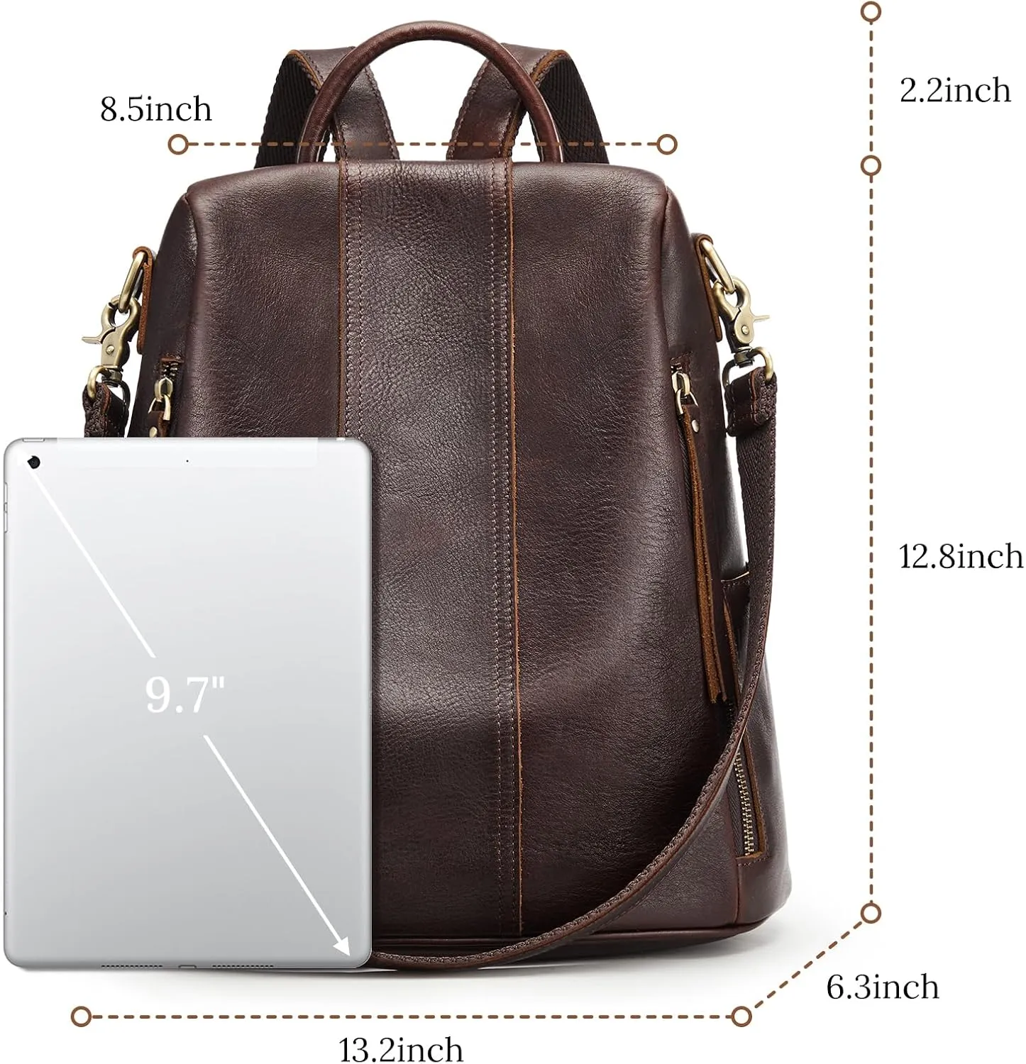 S-ZONE Leather Backpack Purses for Women Antitheft Rucksack Shoulder Bag Medium