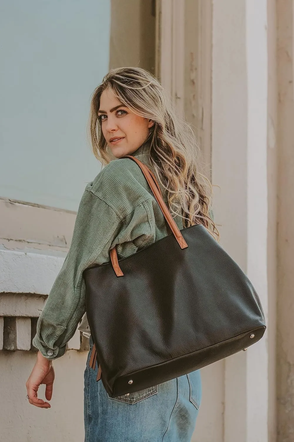 S-ZONE Women Soft Genuine Leather Handbag Large Capacity Shoulder Hobo Bag Fit for 13'' Laptop