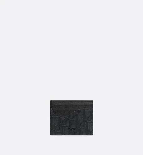 Saddle Card Holder • Black Dior Oblique Jacquard and Grained Calfskin