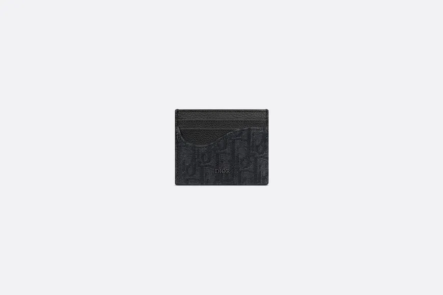 Saddle Card Holder • Black Dior Oblique Jacquard and Grained Calfskin