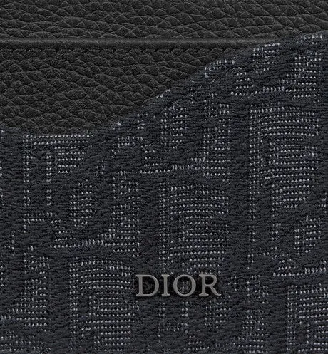Saddle Card Holder • Black Dior Oblique Jacquard and Grained Calfskin