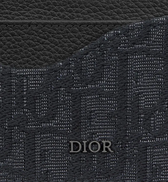 Saddle Card Holder • Black Dior Oblique Jacquard and Grained Calfskin