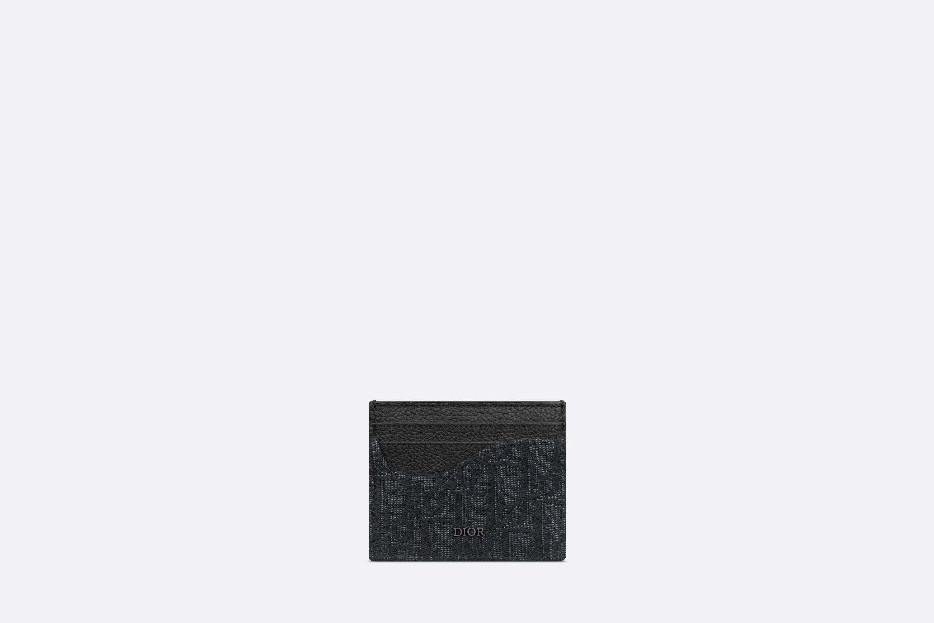 Saddle Card Holder • Black Dior Oblique Jacquard and Grained Calfskin