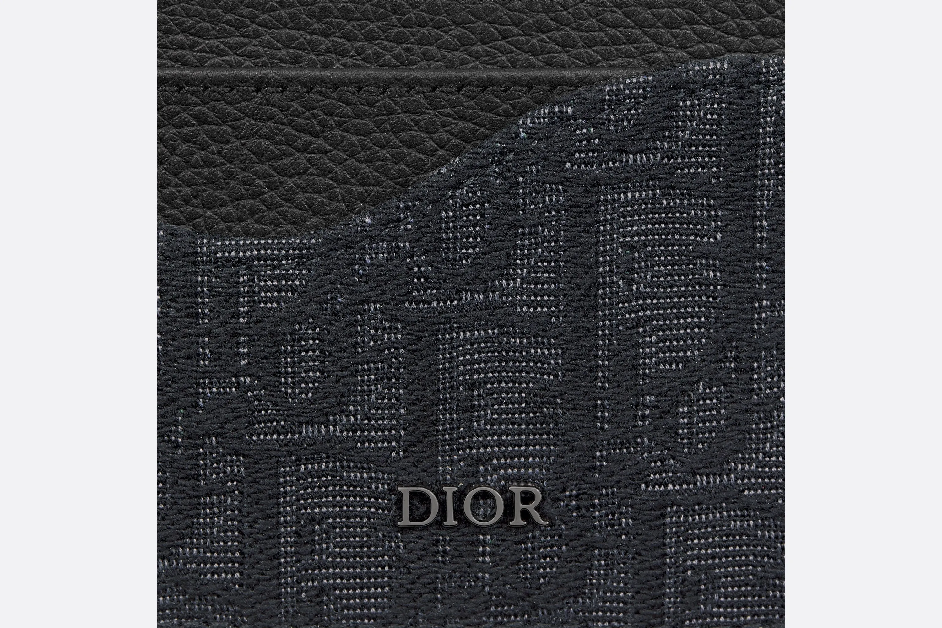 Saddle Card Holder • Black Dior Oblique Jacquard and Grained Calfskin