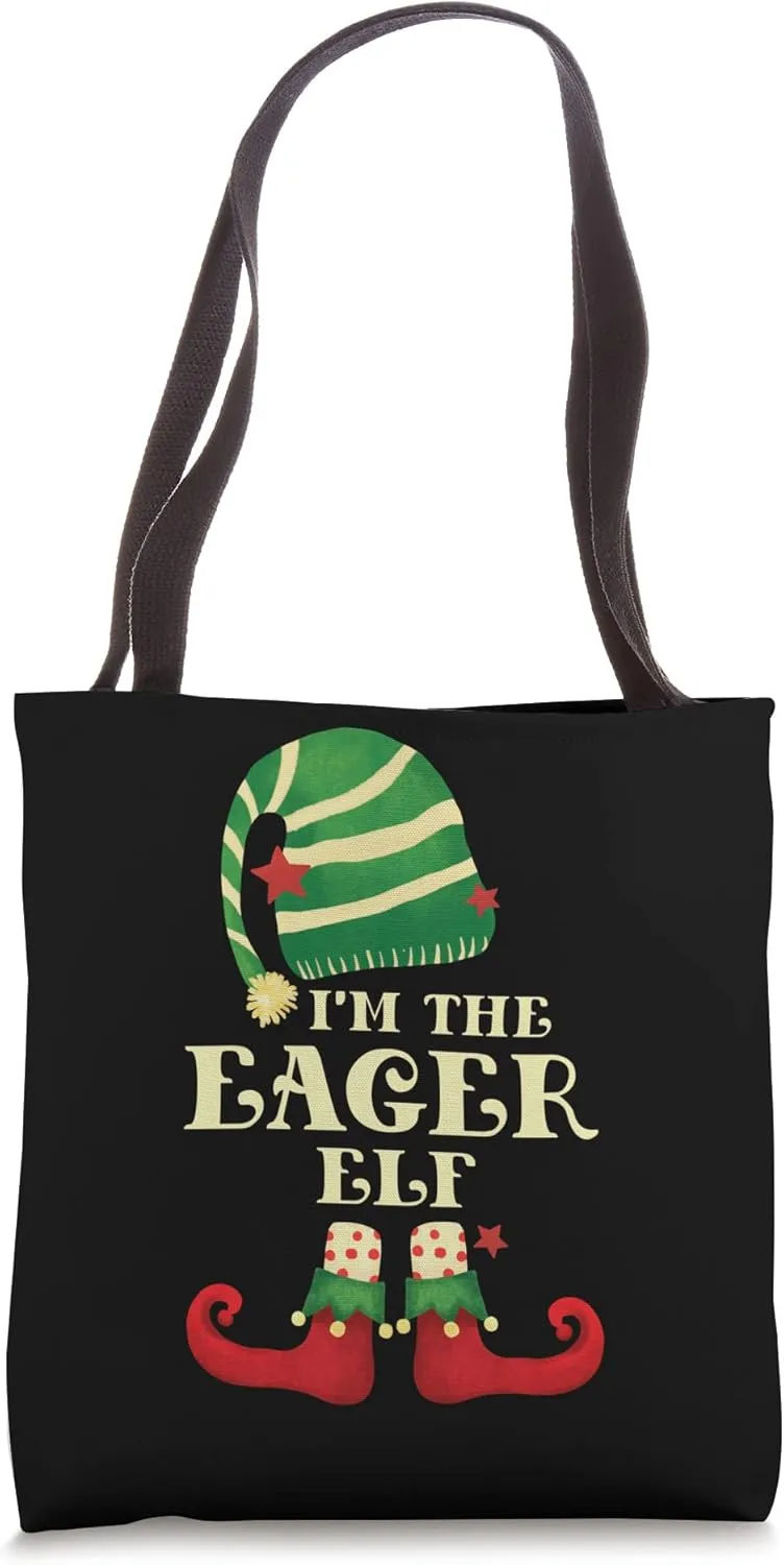 Santa The Eager Elf Christmas Matching Family Coworker Group Tote Bag