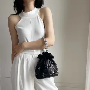 Satin Beaded Hobo Handbag
