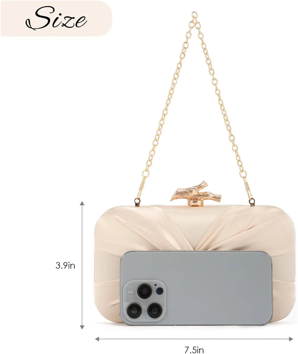 Satin Clutch Purses for Women Pleated Evening Bag Formal with Chain for Party, Wedding and Prom